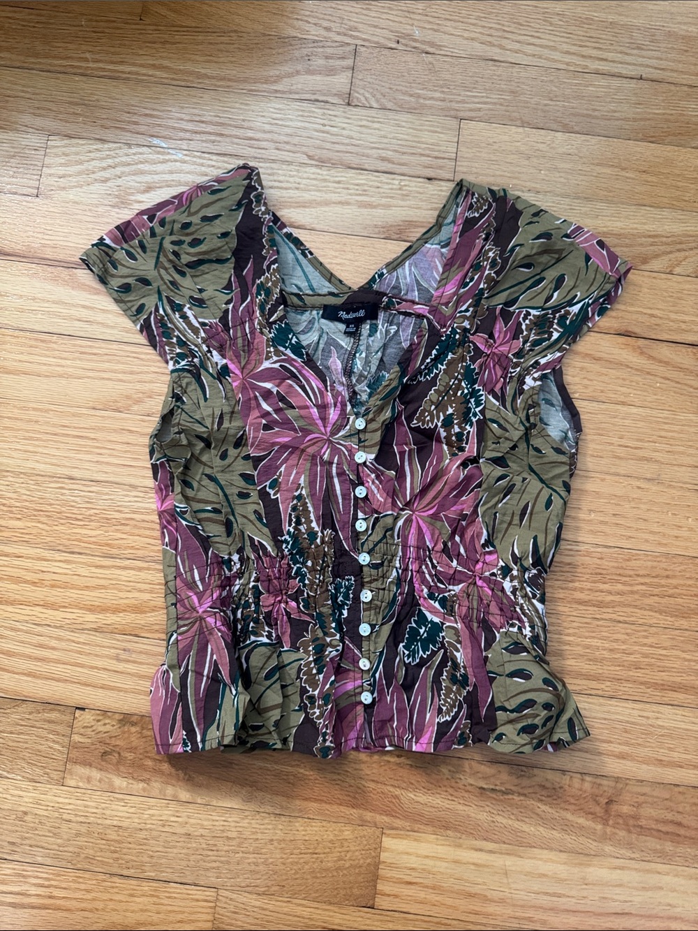 NWOT Madewell Floral Button-Front Top